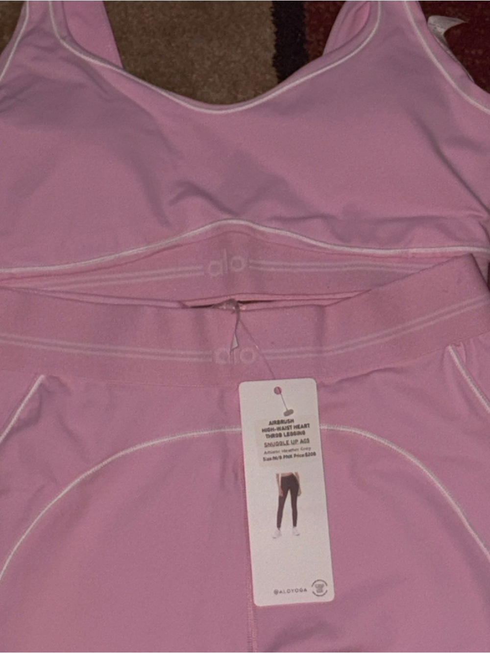 Women’s Pink Alo Sports Bra & Legging Set - Picture 3 of 5